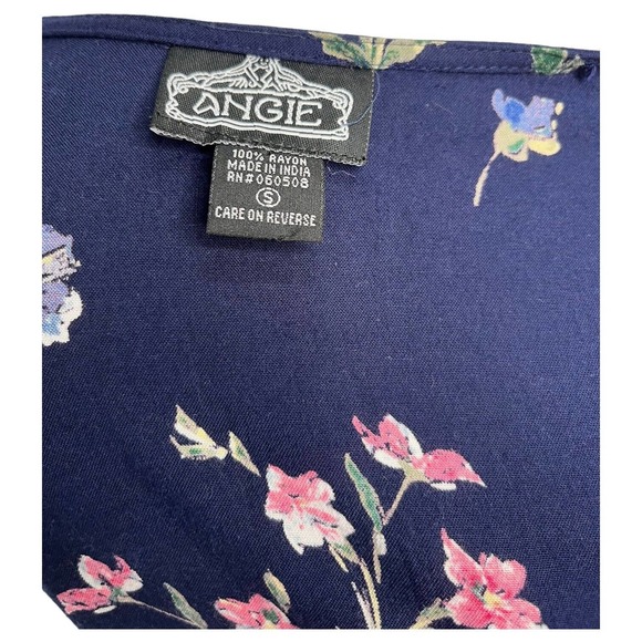 Angie Kimono Womens S Boho Floral Print Open Cardigan Drape Dolman Navy Blue - Picture 12 of 12